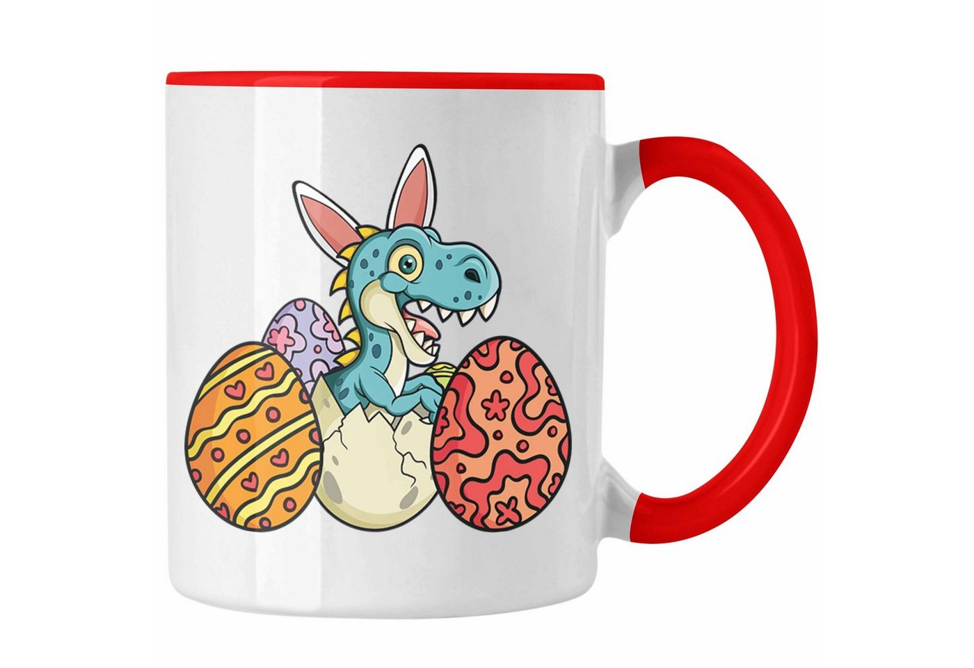 Trendation Tasse Trendation - Tasse Ostern T-Rex Dino Ostergeschenke Kinder Jugendliche Geschenke Lustige Grafik Osterhase Ostereier von Trendation