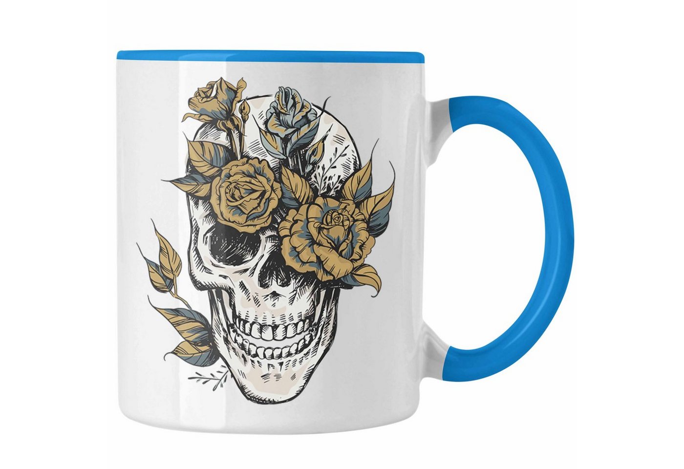 Trendation Tasse Trendation - Totenkopf Kaffee Tasse Frauen Mädchen Männer Tattoo Geschenk Damen Idee Grafik Blumen von Trendation