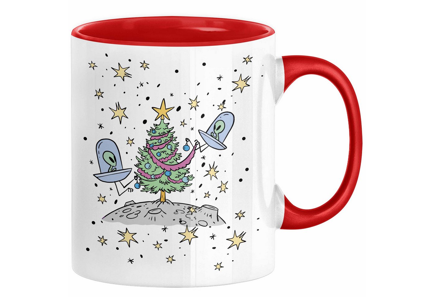 Trendation Tasse Weihnachten Tasse Geschenk Alien Weihnachtsbaum Geschenkidee Alien-Fan von Trendation