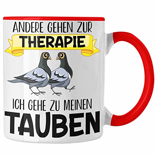 Trendation - Taubenzüchter Geschenk Zaubenzucht Zubehör Tauben Tasse Lustiger Spruch Taubenflüsterer Taubenliebhaber Becher (Rot) von Trendation