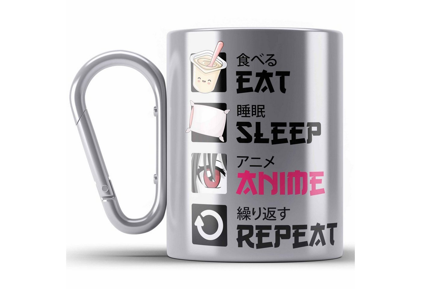 Trendation Thermotasse Eat Sleep Anime Edelstahl Tasse Geschenk Spruch Edelstahl Edelstahl T von Trendation