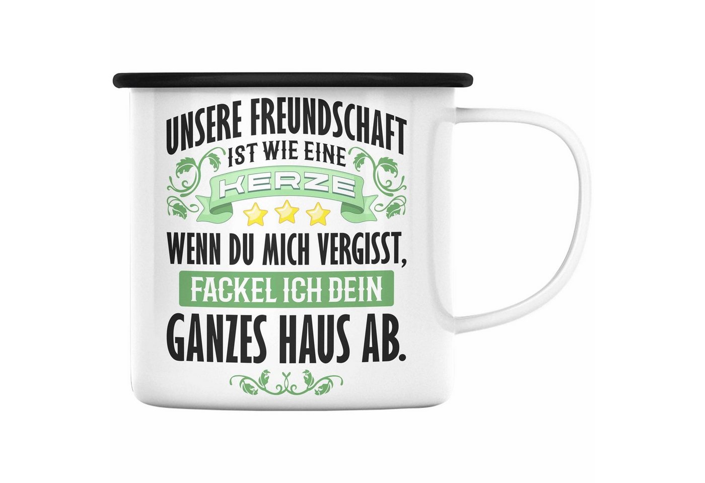 Trendation Thermotasse Trendation - Beste Freundin Freund Emaille Tasse Geschenk Beste Freundinnen Geburtstag Lustig Freundinnen Spruch Becher - Freundschaft Wie Eine Kerze von Trendation