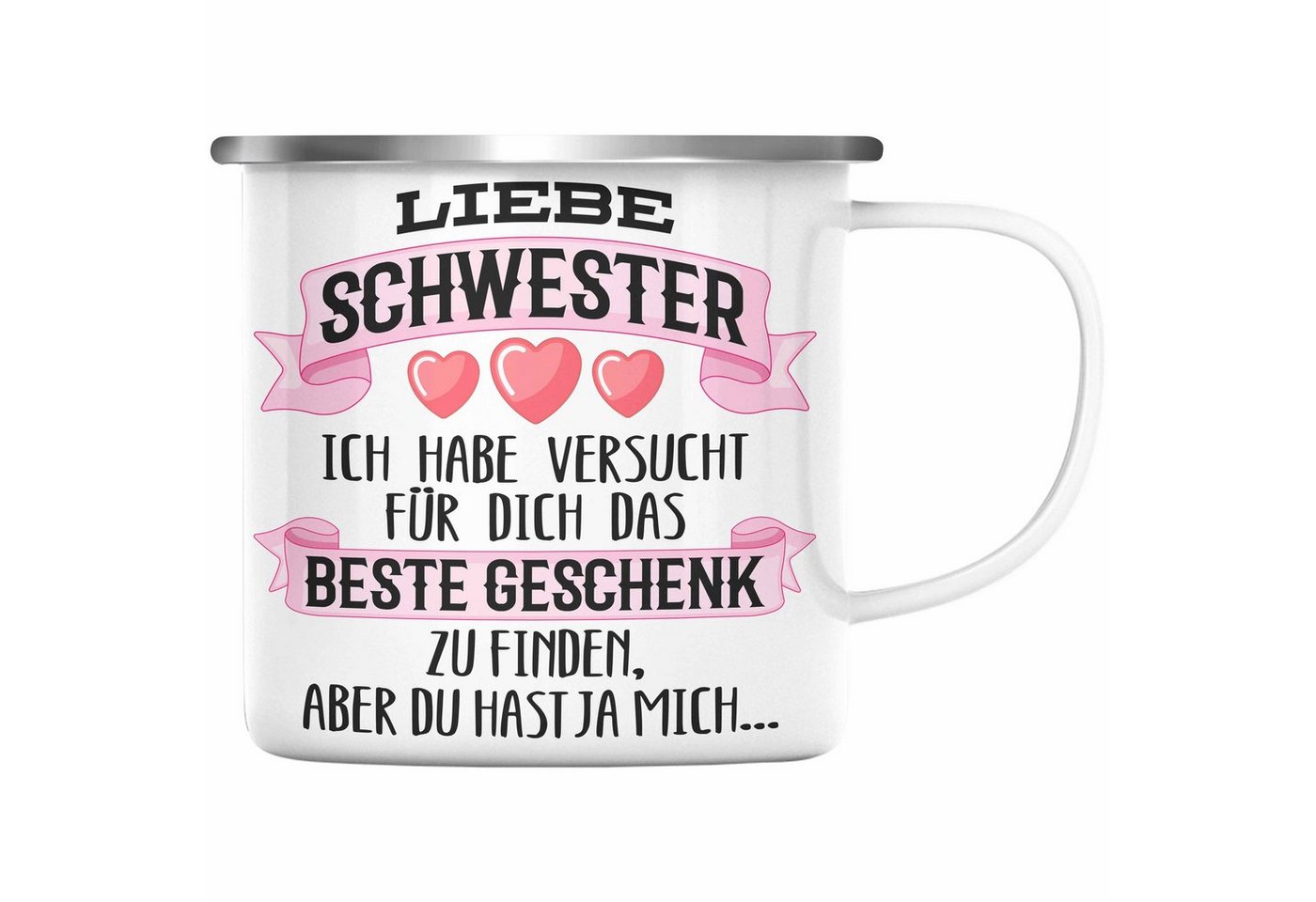 Trendation Thermotasse Trendation - Beste Schwester Geschenk Emaille Tasse KaffeeEmaille Tasse Geburtstag Weihnachten Geschenkideen Schwestern Bruder Lustig von Trendation