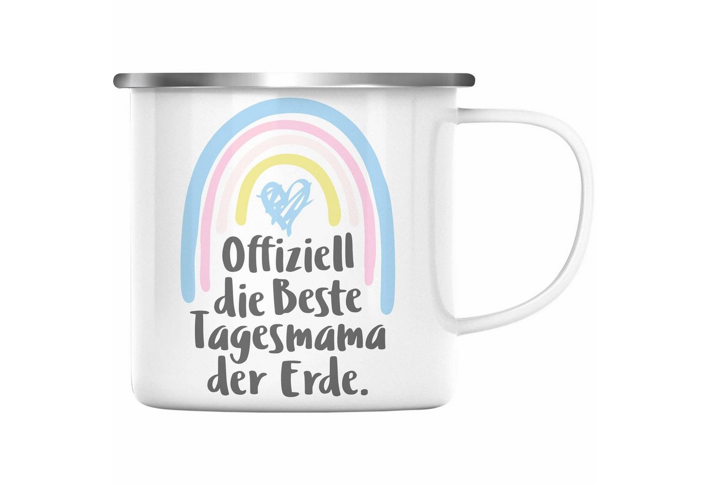 Trendation Thermotasse Trendation - Beste Tagesmama der Erde Geschenk Emaille Tasse Tagesmutter Aufpasserin Erzieherin Geschenkidee mit Herz von Trendation