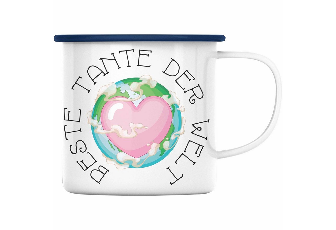 Trendation Thermotasse Trendation - Beste Tante Der Welt Emaille Tasse Geschenk Geburtstag Weihnachten Lustig Geschenkideen von Nichte Lieblingstante Hier Bin Ich von Trendation