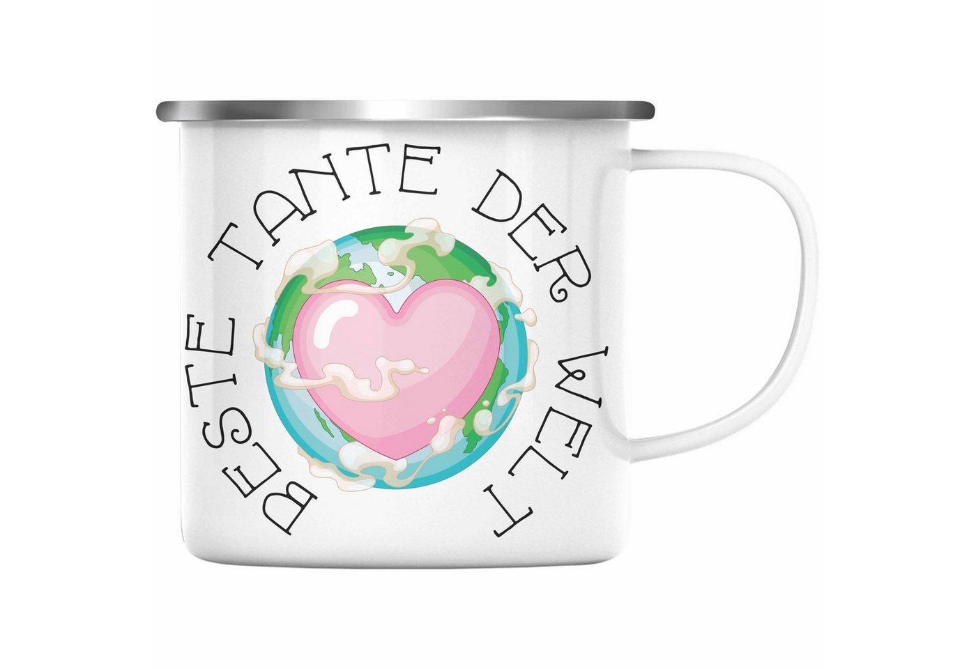 Trendation Thermotasse Trendation - Beste Tante Der Welt Emaille Tasse Geschenk Geburtstag Weihnachten Lustig Geschenkideen von Nichte Lieblingstante Hier Bin Ich von Trendation