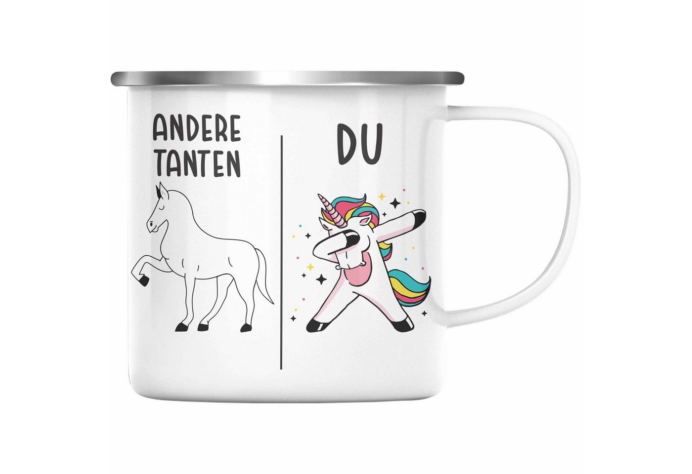 Trendation Thermotasse Trendation - Beste Tante Geschenk Emaille Tasse mit Spruch KaffeeEmaille Tasse für Tante von Trendation