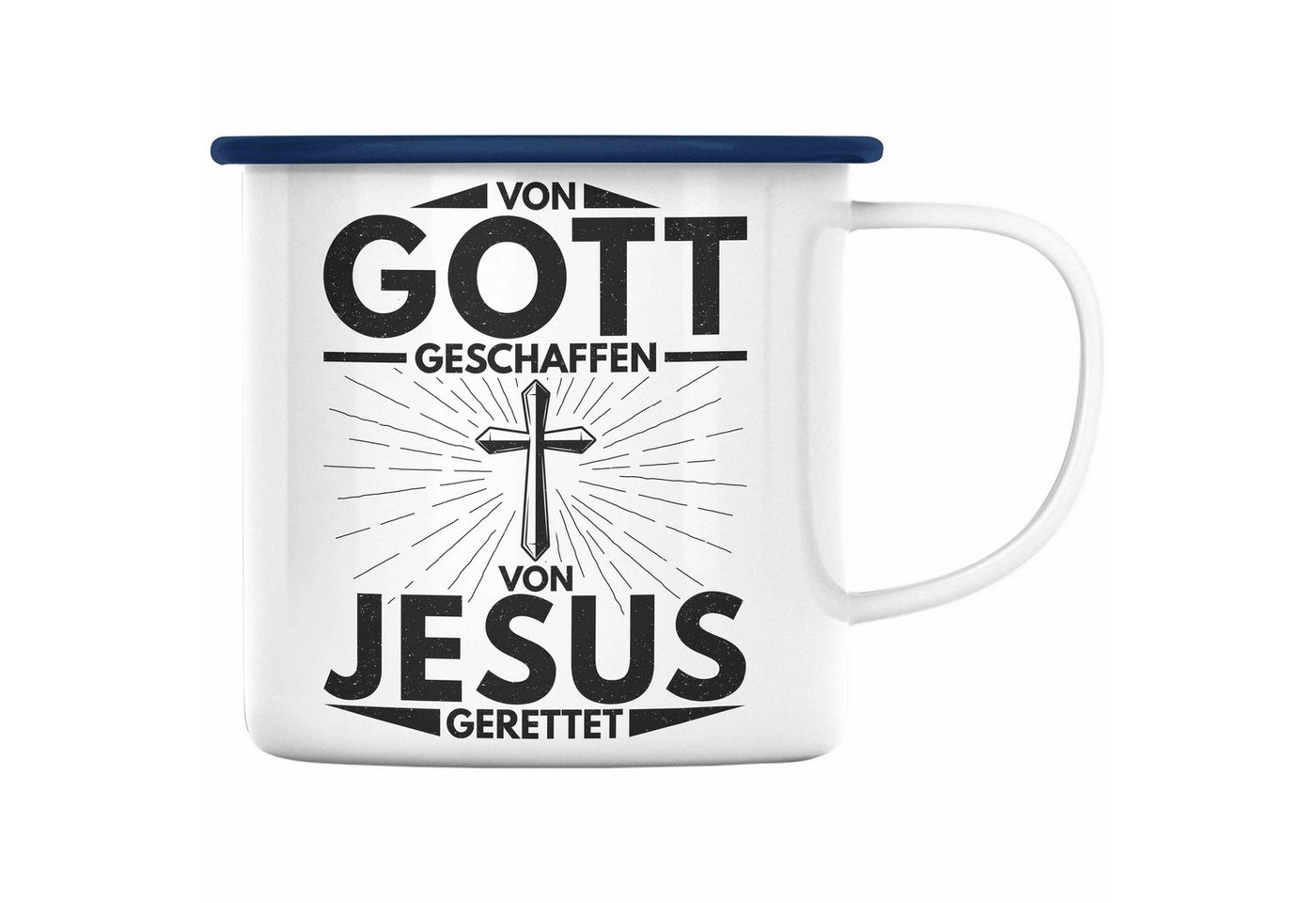 Trendation Thermotasse Trendation - Christentum Geschenk Emaille Tasse Christ Kirche Galuben Geschenk Ostern von Trendation