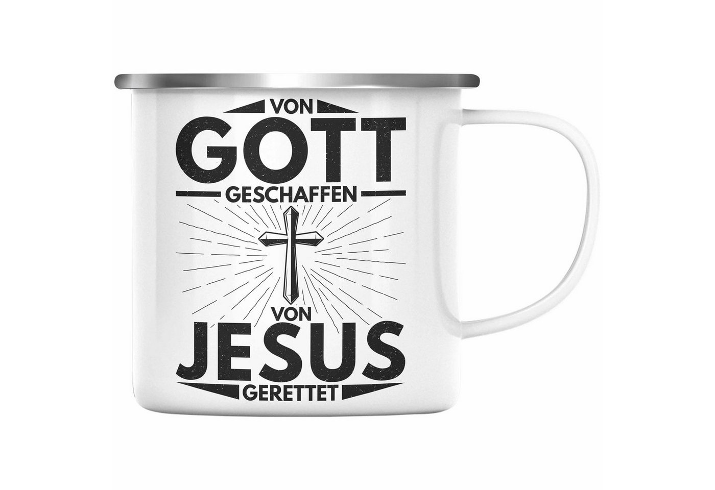 Trendation Thermotasse Trendation - Christentum Geschenk Emaille Tasse Christ Kirche Galuben Geschenk Ostern von Trendation