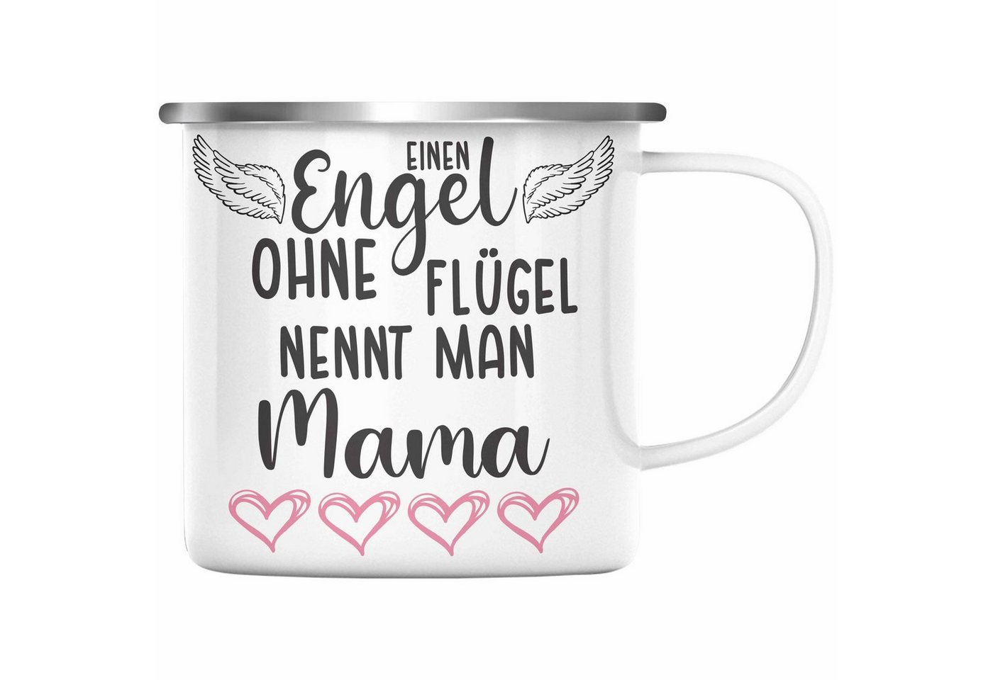 Trendation Thermotasse Trendation - Engel Ohne Flügel Nennt Man Mama Emaille Tasse Geschenk Spruch Liebevoll Beste Mutter Muttertag Muttertagsgeschenk von Trendation