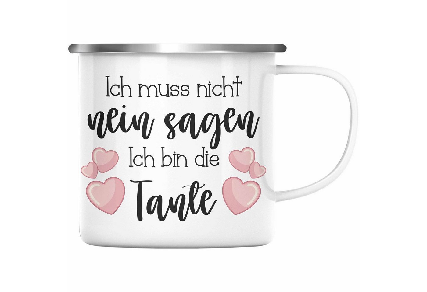 Trendation Thermotasse Trendation - Tante Emaille Tasse Geschenk für Beste Tante Kaffeetasse Geschenkidee Tante Geburtstag Lustig Ich Muss Nicht Nein Sagen Ich Bin Die Tante von Trendation