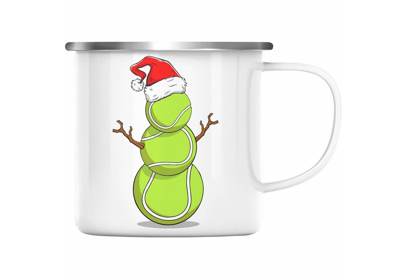 Trendation Thermotasse Trendation - Tennis Weihnachten Emaille Tasse Geschenk Tennisspieler Geschenkidee Trainer Coach von Trendation