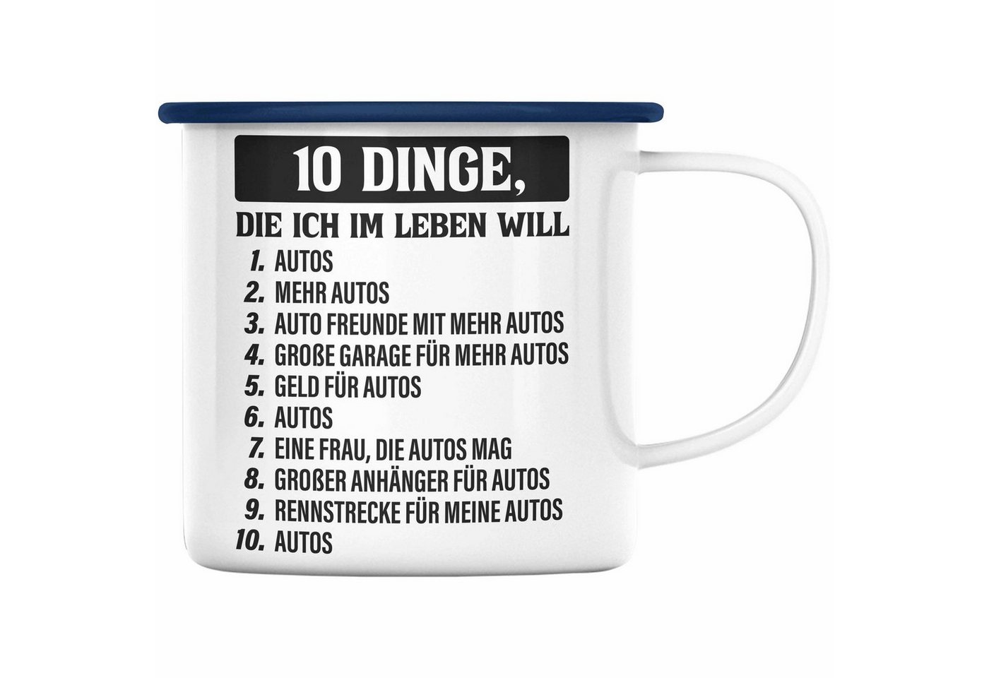 Trendation Thermotasse Trendation - Tuner Auto Emaille Tasse Geschenke Autotuner Geschenkidee Autoliebhaber Emaille Tasse für Männer Autofan KaffeeEmaille Tasse von Trendation