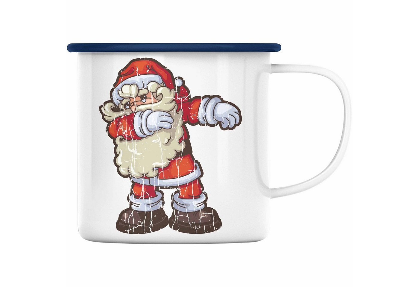 Trendation Thermotasse Trendation - Weihnachten Emaille Tasse Weihnachtsmann für Kinder WeihnachtsEmaille Tasse Lustig Geschenk Becher Jungs Jungen Mädchen Cute Grafik von Trendation