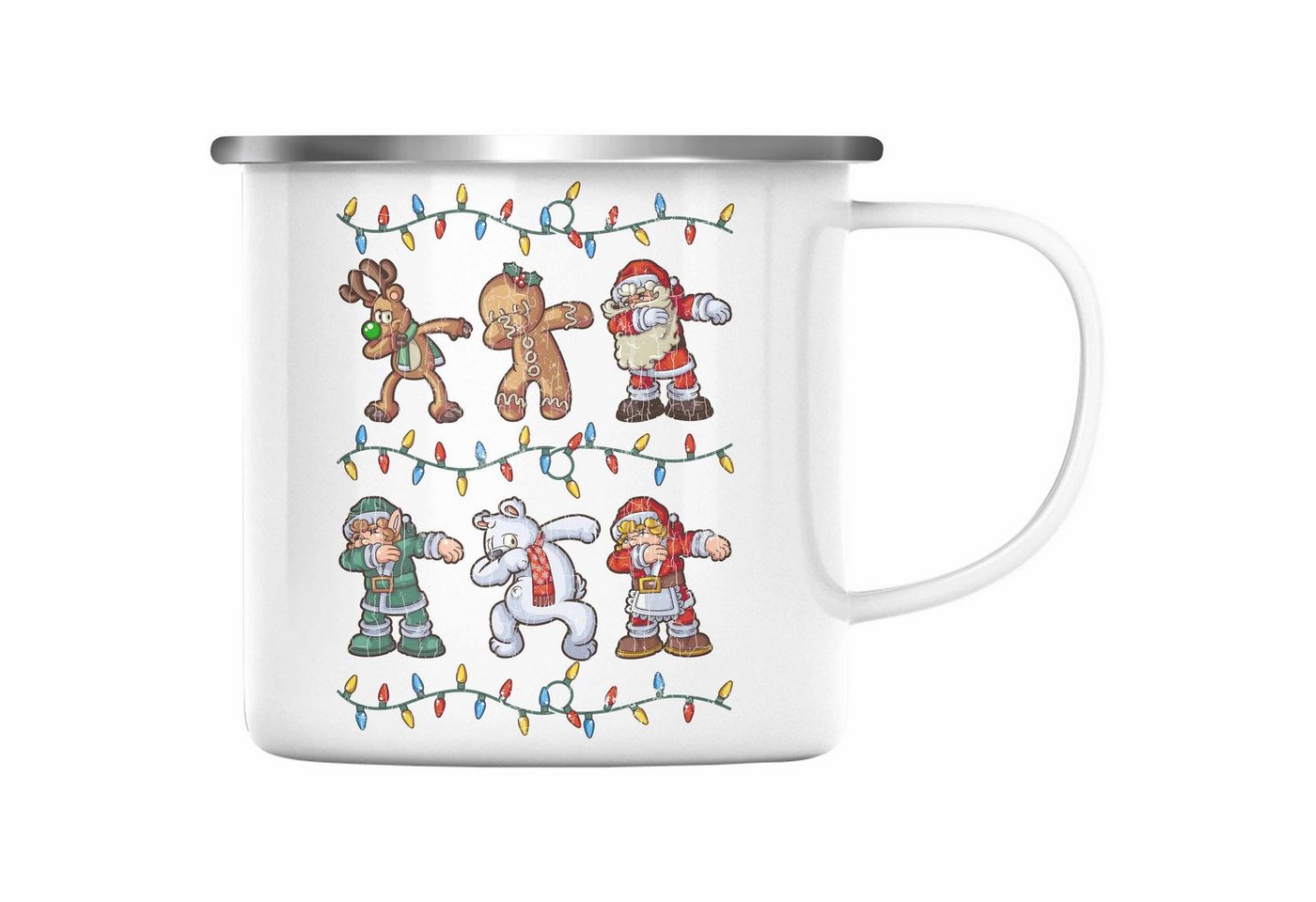 Trendation Thermotasse Trendation - Weihnachten Emaille Tasse Weihnachtsmann für Kinder WeihnachtsEmaille Tasse Lustig Geschenk Becher Jungs Jungen Mädchen Cute Rentier Lebuchenmann Weihnachtsmann Eisbär von Trendation