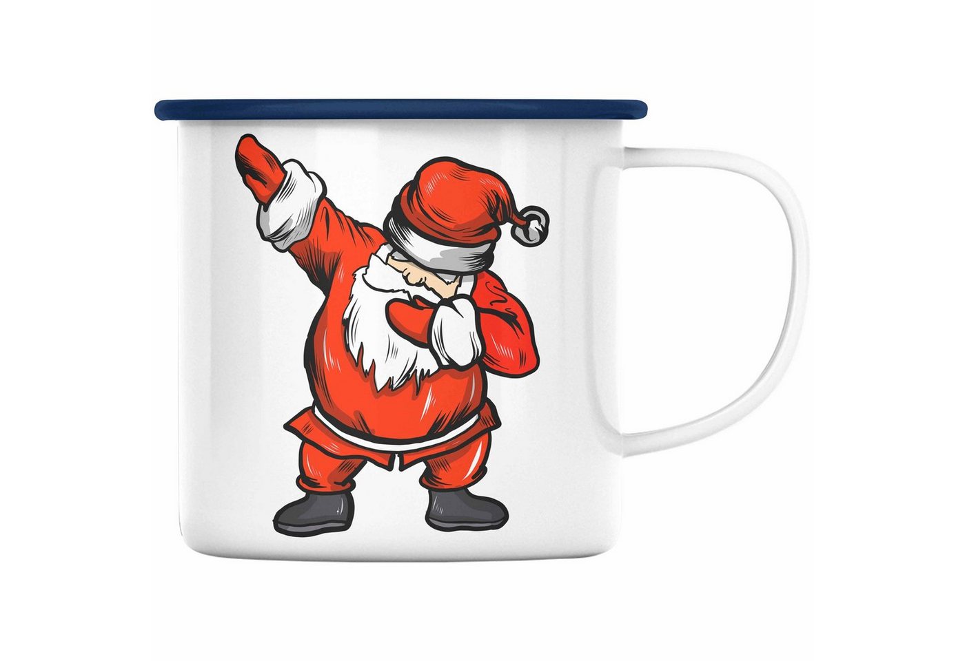 Trendation Thermotasse Trendation - Weihnachten Emaille Tasse Weihnachtsmann für Kinder WeihnachtsEmaille Tasse Lustig Geschenk Jungs Jungen Mädchen Cute Lebkuchen Grafik Becher Dab von Trendation