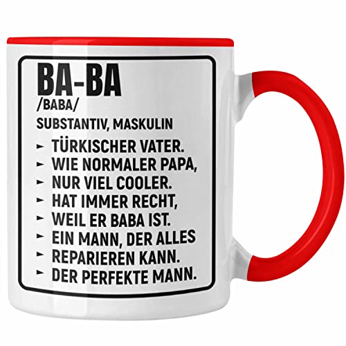 Trendation - Türkischer Vater Geschenk Tasse Türken Kaffeetasse Baba Papa (Rot) von Trendation