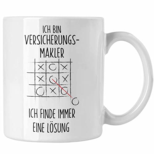 Trendation - Versicherungsmakler Tasse Geschenk Lustiger Spruch Ich Finde Immer Eine Lösung Kaffeebecher (Weiß) von Trendation