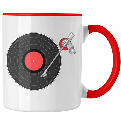 Trendation - Vinyl-Schallplatten Tasse Geschenk Schallplatte Plattenspieler Kaffee-Becher Musik Liebhaber Hifi (Rot) von Trendation