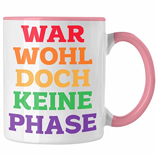 Trendation - War Wohl Doch Keine Phase Tasse Homosexuell Becher Schwul Lesbisch Spruch Gay Pride (Rosa) von Trendation