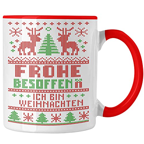 Trendation - Weihnachten Tasse Ich Bin Weihnachtstasse Weihnachtstassen Lustig Glühwein Becher Geschenk Tassen Weihnachtsmarkt Frauen Männer (Rot) von Trendation