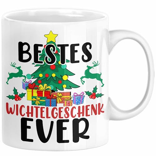 Trendation - Wichtelgeschenk für Frauen Kollegen Geschenk Wichteln Weihnachten Bestes Wichtelgeschenk Ever Schrottwichteln (Weiß) von Trendation