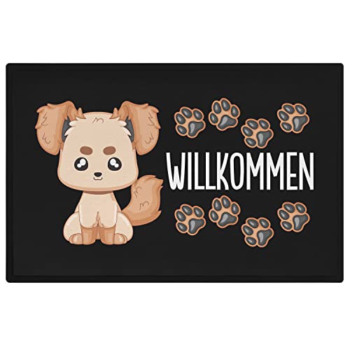 Trendation - Willkommen Fußmatte Hunde Grafik Niedlich Geschenk Hunde-Besitzerin Außen und Innenbereich 60x40cm von Trendation