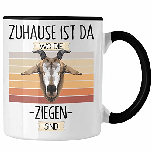 Trendation - Ziegen Hirt Tasse Geschenk Geschenkidee Lustiger Spruch Zuhause Ist Da Wo Die Ziegen Sind (Schwarz) von Trendation