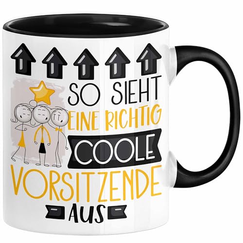 Vorsitzende Geschenk Tasse Lustig Geschenkidee für Vorsitzende Geburtstag So Sieht Eine Richtig Coole Vorsitzende Aus Frauen Spruch (Schwarz) von Trendation