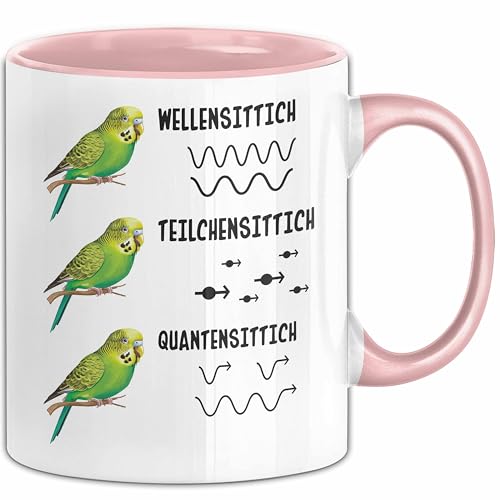 Wellensittich-Liebhaber Tasse Geschenk Lustiger Spruch Teilchensittich Quantensittich (Rosa) von Trendation