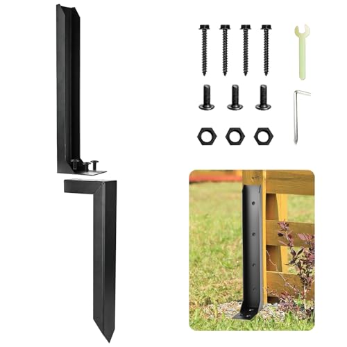 Trendecor Robuste Zaunpfostenreparatur, Zaunpfosten Spikes Garten Erdspieß Stahlpfähle mit Nägeln, Bohrer, Erdspieß zur Reparatur oder Verstärkung von Holzzaunpfosten Briefkasten von Trendecor