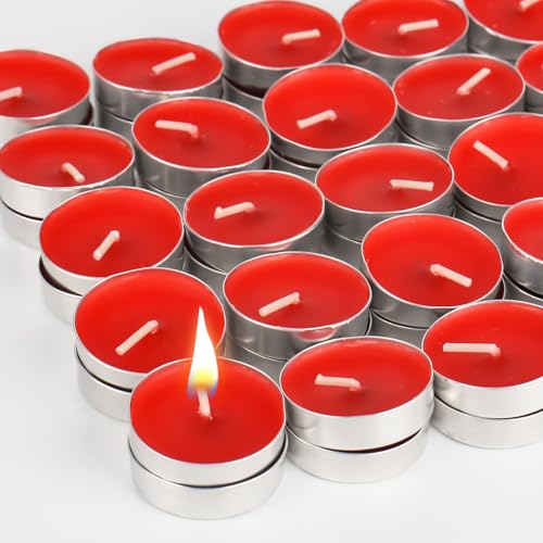 Trendecor Teelichter Duftkerzen, 50 Stück Teelichte Rot in Aluminiumhülle Runde Romantische Rote Kerzen für Dekorieren/Vorschlag/Hochzeit/Verlobung/Tischdekoration/Feiern/Entspannen/Party Trendecor Teelichter Duftkerzen, 50 Stück Teelichte Rot in Aluminiumhülle Runde Romantische Rote Kerzen für Dekorieren/Vorschlag/Hochzeit/Verlobung/Tischdekoration/Feiern/Entspannen/Party von Trendecor