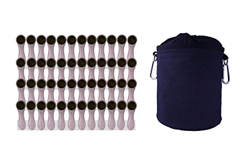 48 Wäscheklammern Soft Grip Softgrip Soft Touch Softtouch und 1 Wäscheklammerbeutel (48xSilber, 1xSchwarz) von trendfinding