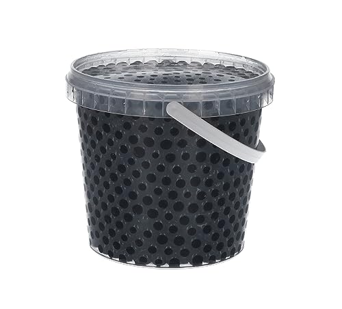 trendfinding 1 Liter Eimer aus Kunststoff mit Deckel Deko Hydro Wasser Perlen Kugeln künstliche Blumenerde Aquaperls Aqualinos zum Dekorieren Ø 0,8 bis 1,2 cm (Schwarz_SM) von trendfinding