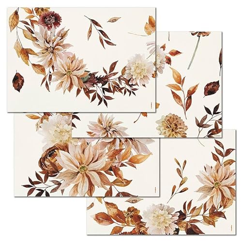 Papiertischset Autumn Leaves, Herbst, 1 Abreissblock mit 48 Blatt (4 Sujets à 12 Blatt), L42xB29.7xH0.8cm von trendform