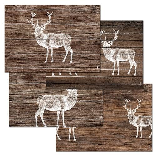 Papiertischset Deer Lodge, Hirsch, 1 Abreissblock mit 48 Blatt (4 Sujets à 12 Blatt), L42xB29.7xH0.8cm von trendform