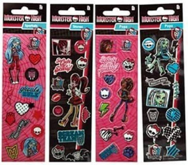 Trendhaus Sticker Monster High Aufkleber Popz -4 fach sortiert- Mitgebsel, (4-tlg) von Trendhaus