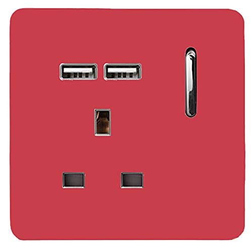 Trendi 1-Gang Artistic Modern Glossy 13 Amp 2 x 2,1 mA USB-Schaltersteckdose Erdbeere von Trendi Switch