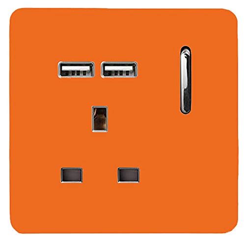 Trendi 1-Gang Artistic Modern Glossy 13 Ampere 2 x 2,1 mA USB Switched Tactile Steckdose Orange von Trendi Switch