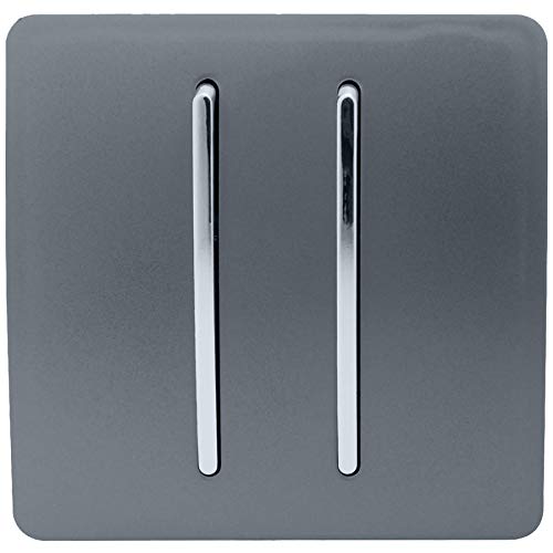 Trendi 2-Gang-Lichtschalter, 2-Wege, 10 A, Wippschalter, Chrom von Trendi Switch