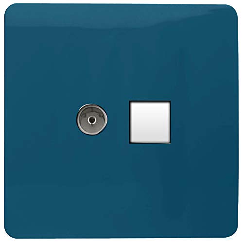 Trendi Artistic Modern Glossy Tactile TV Koaxial-Steckdose + Telefonsteckdose Mitternachtsblau von Trendi Switch