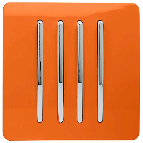Trendi Lichtschalter, 4-Gang, 2-Wege, künstlerisch, modern, glänzend, 10 A, Orange von Trendi Switch