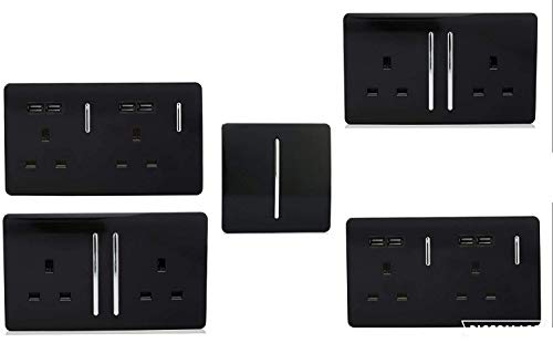 Trendi Switch Moderner glänzend Schalter/Steckdosen Home Office Trade/Multi-Pack schwarz von Trendi Switch