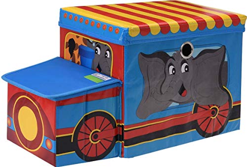 Trendkontor Spielzeug Kiste - Kinder Hocker Sitzbank faltbar - Safari - Zirkus 2 versch. Designs (Zirkus) von Trendkontor