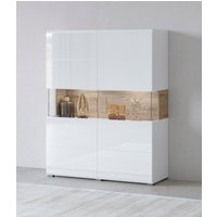 INOSIGN Highboard "Toledo,Breite 121,5 cm, trendige Hochkommode mit 2 Türen", Hochschrank mit Glas-Partien,stylische Hochglanzfronten von Inosign