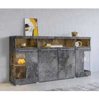 INOSIGN Sideboard "India,Breite 182cm, stilvolle Kommode mit Glastüren", Kombikommode viel Stauraum, Einlegeböden verstellbar,ohne Beleuchtung von Inosign