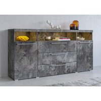 INOSIGN Sideboard "India,Breite 182cm moderne Anrichte 2Türen,3 Schubladen, Kombikommode", Kommode viel Stauraum, Einlegeböden verstellbar,ohne Beleuchtung von Inosign