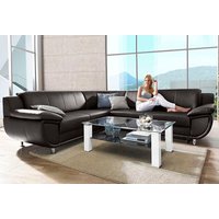 TRENDMANUFAKTUR Ecksofa "Rondo wahlweise mit Schlaffunktion, bequeme Armlehnen, Bestseller", L-Form, wahlweise mit Federkern bestellbar, Füße chromfarben von Trendmanufaktur
