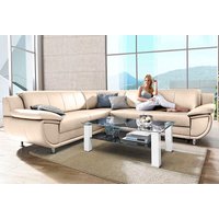 TRENDMANUFAKTUR Ecksofa "Rondo wahlweise mit Schlaffunktion, bequeme Armlehnen, Bestseller", L-Form, wahlweise mit Federkern bestellbar, Füße chromfarben von Trendmanufaktur