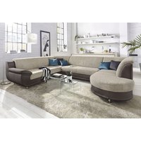 TRENDMANUFAKTUR Wohnlandschaft "Rondo 3, zeitlos und modern, im Materialmix, U-Form", wahlweise für mehr Komfort mit Federkern, wahlweise mit Bettfunktion von Trendmanufaktur